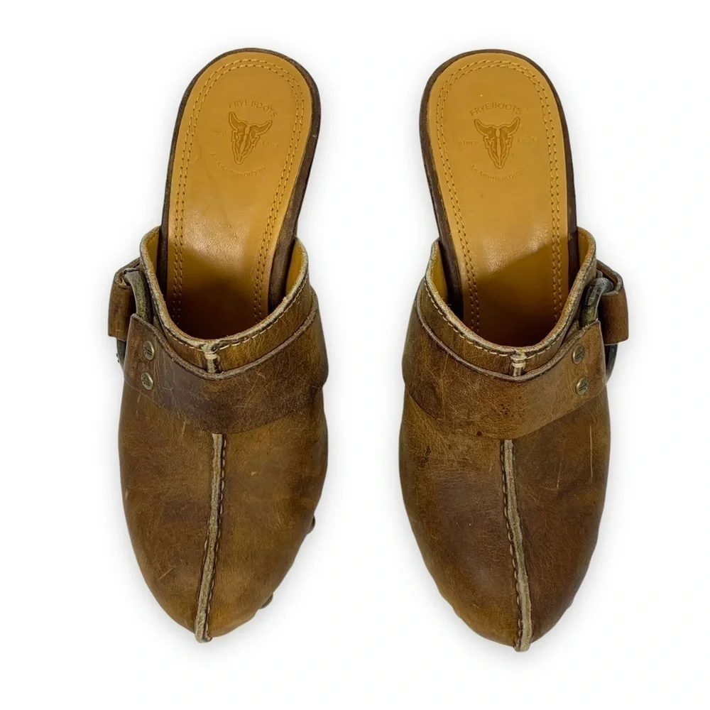 Frye Reese Ring Mule Brown Leather Size 6.5 - Picture 4 of 15